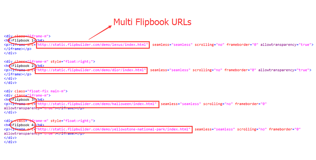 embed multi flipbooks