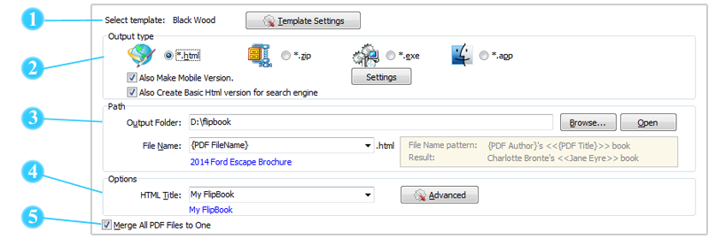 batch convert output settings