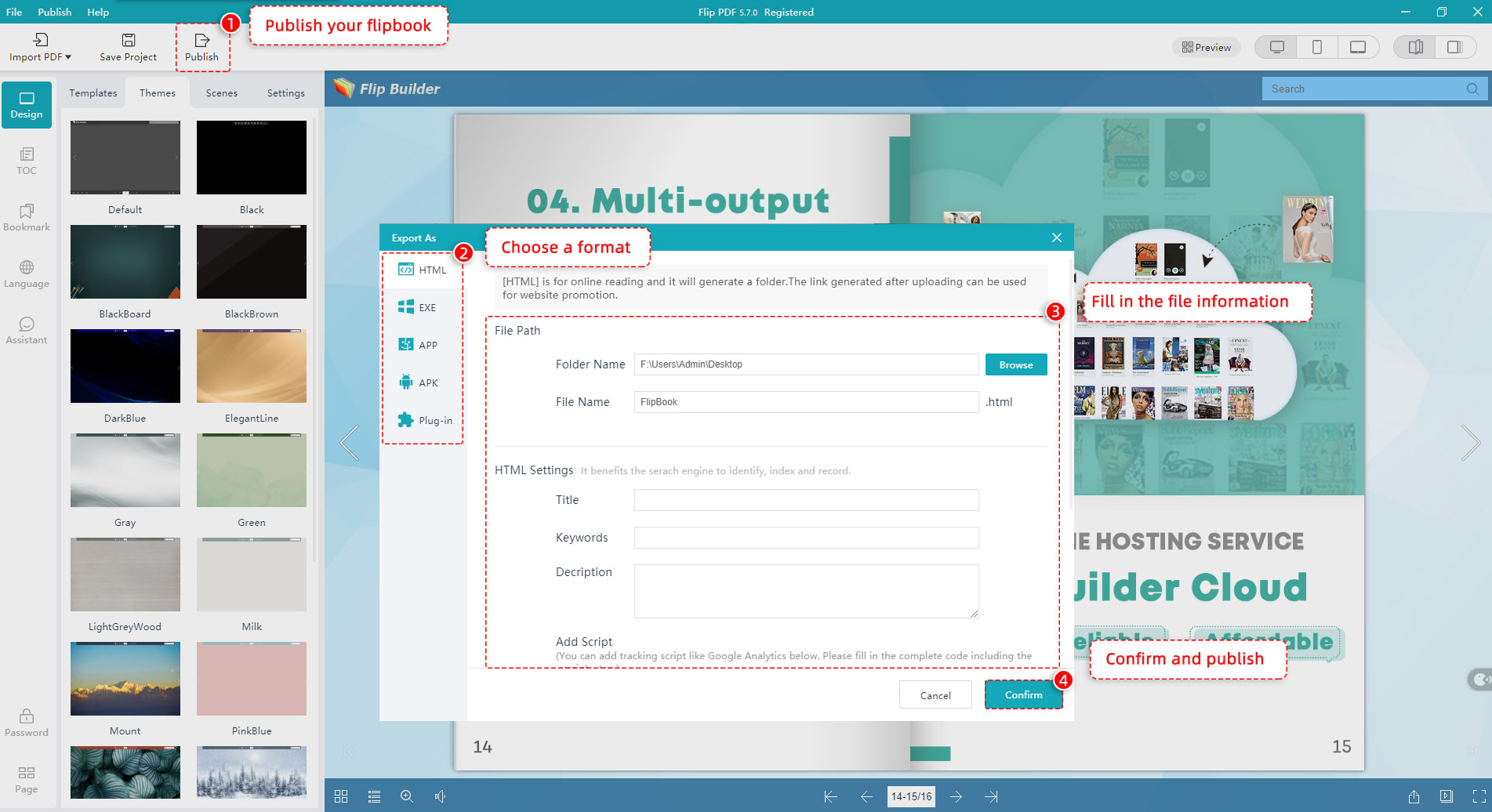 Step 3. Publish flipbook in different formats