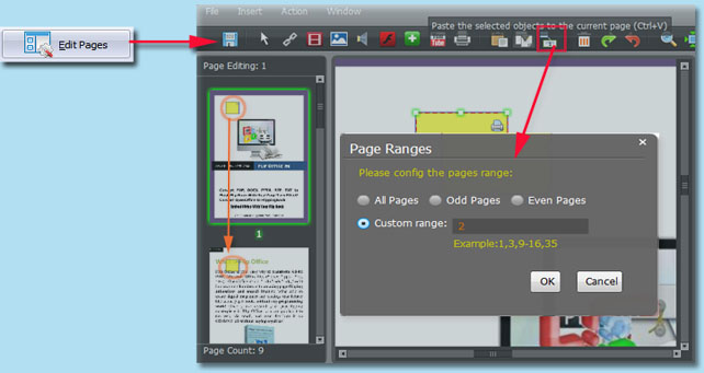 copy/apply the selected object to another page