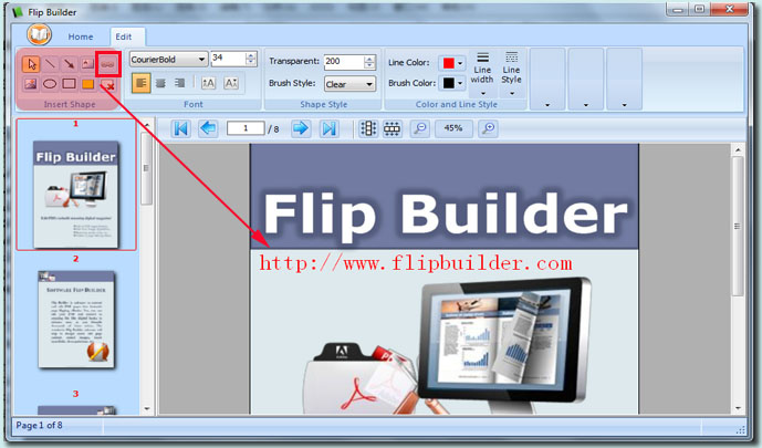 draw link on flipping page