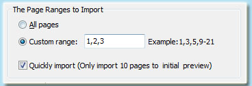 page range to import