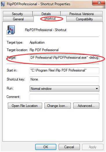 run Flip PDF Professional debug function