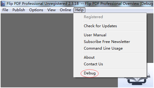 run Flip PDF Professional debug function